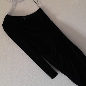 Fashion Nova Black Maxi High Split One Shouldered Dress